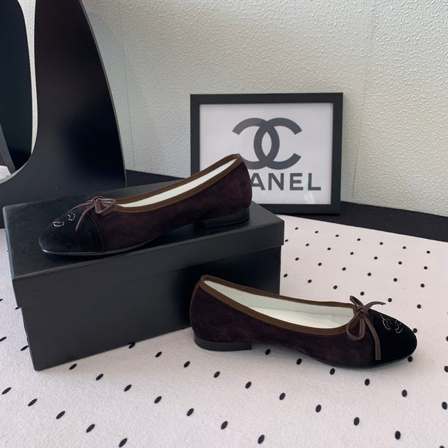 BALLET FLAT DARK BROWN MIX BLACK VELVET