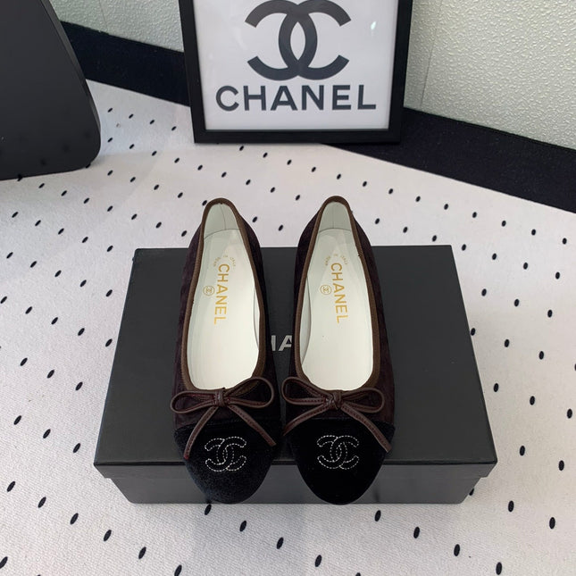 BALLET FLAT DARK BROWN MIX BLACK VELVET
