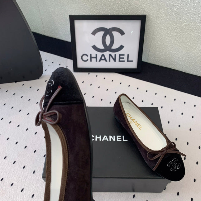 BALLET FLAT DARK BROWN MIX BLACK VELVET