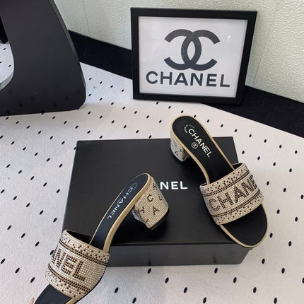 RHINESTONE LETTER HIGH HEELS CARAMEL BROWN AND BLACK LAMBSKIN