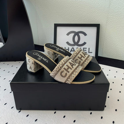 RHINESTONE LETTER HIGH HEELS CARAMEL BROWN AND BLACK LAMBSKIN