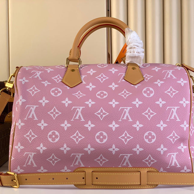 SPEEDY P9 BANDOULIÈRE 40 IN FLAMINGO PINK MONOGRAM CALFSKIN