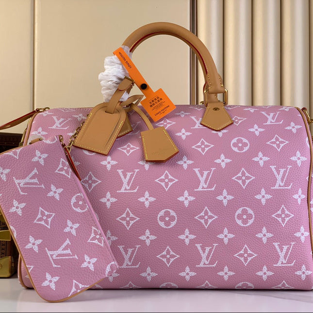 SPEEDY P9 BANDOULIÈRE 40 IN FLAMINGO PINK MONOGRAM CALFSKIN