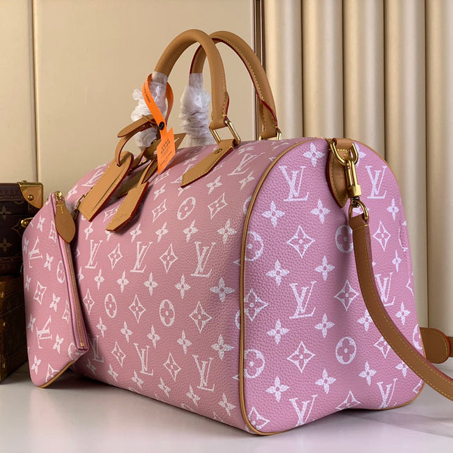 SPEEDY P9 BANDOULIÈRE 40 IN FLAMINGO PINK MONOGRAM CALFSKIN