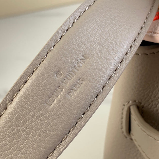 LOCKME EVER MINI 23 IN KHAKI BROWN MIX LIGHT PINK CALFSKIN GOLD HARDWARE