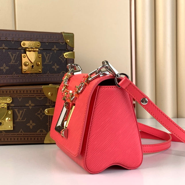 TWIST PM 19 IN RED EPI LEATHER GOLD AND SILVER HARDWARE