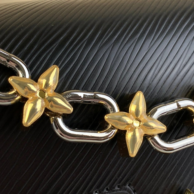 TWIST MM 23 IN BLACK EPI LEATHER GOLD AND SILVER HARDWARE