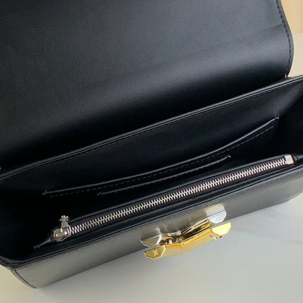TWIST MM 23 IN BLACK EPI LEATHER GOLD AND SILVER HARDWARE