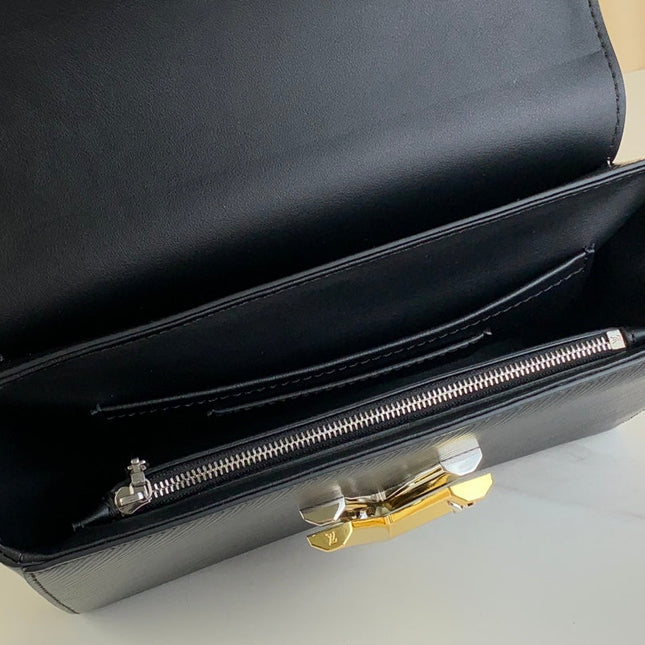 TWIST MM 23 IN BLACK EPI LEATHER GOLD AND SILVER HARDWARE