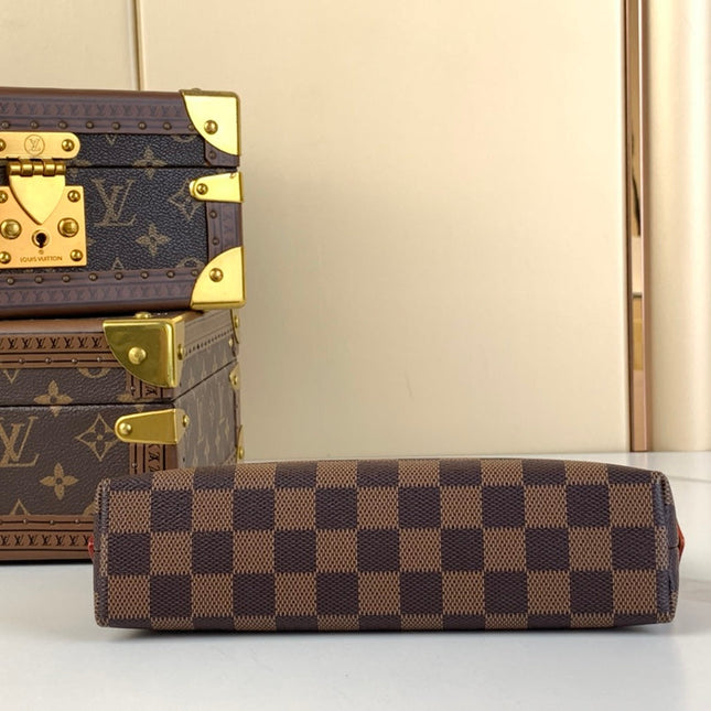 COSMETIC POUCH 22 IN BROWN DAMIER EBENE CANVAS