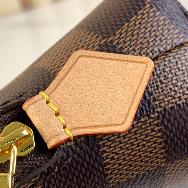 COSMETIC POUCH 22 IN BROWN DAMIER EBENE CANVAS