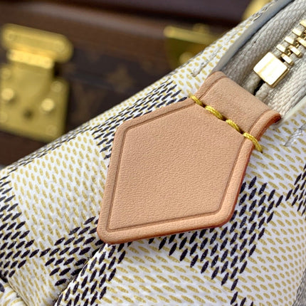 COSMETIC POUCH PM 19 IN WHITE GRAY DAMIER AZUR CANVAS