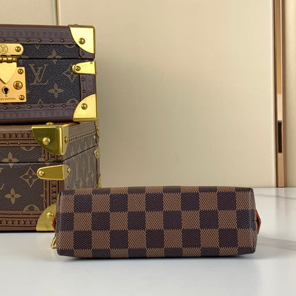 COSMETIC POUCH PM 19 IN BROWN DAMIER EBENE CANVAS