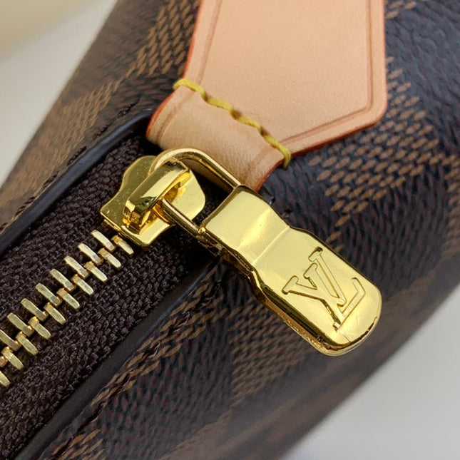COSMETIC POUCH PM 19 IN BROWN DAMIER EBENE CANVAS