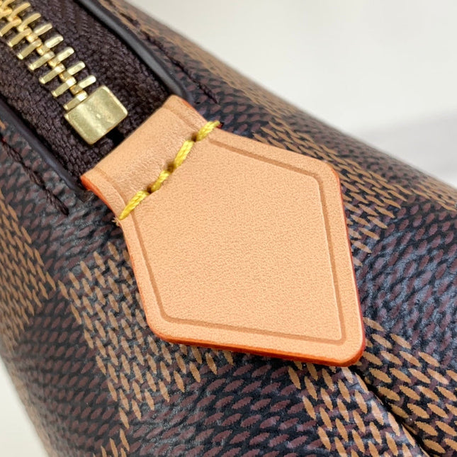 COSMETIC POUCH PM 19 IN BROWN DAMIER EBENE CANVAS