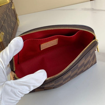 COSMETIC POUCH PM 19 IN BROWN DAMIER EBENE CANVAS