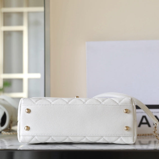 CHANEL 25S FLAP BAG 24 CM IN WHITE LAMBSKIN WITH GOLD HARDWARE