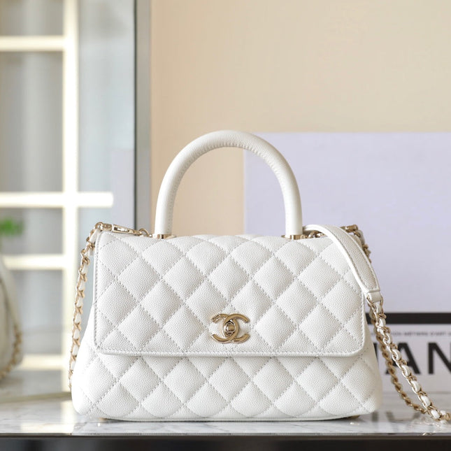 CHANEL 25S FLAP BAG 24 CM IN WHITE LAMBSKIN WITH GOLD HARDWARE