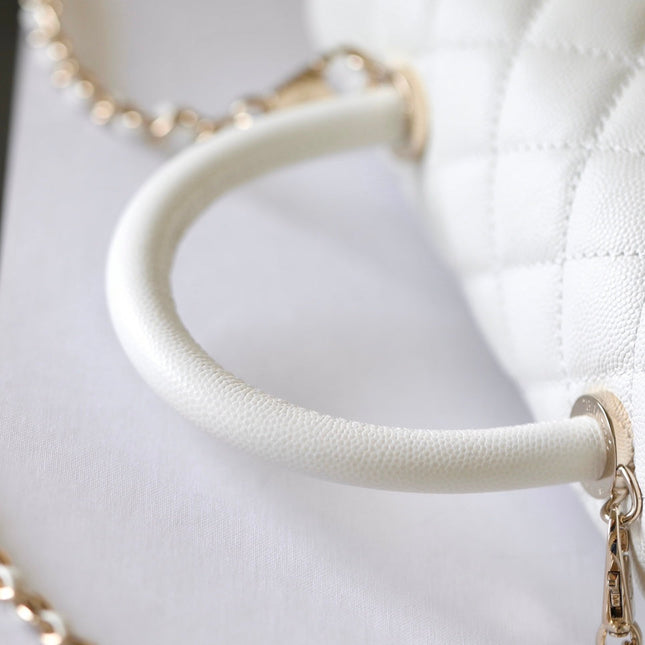 CHANEL 25S FLAP BAG 24 CM IN WHITE LAMBSKIN WITH GOLD HARDWARE