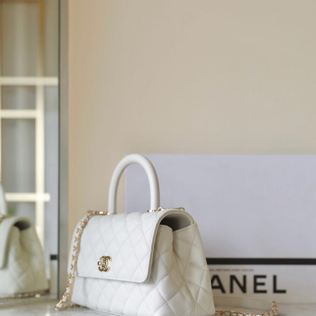 CHANEL 25S FLAP BAG 24 CM IN WHITE LAMBSKIN WITH GOLD HARDWARE