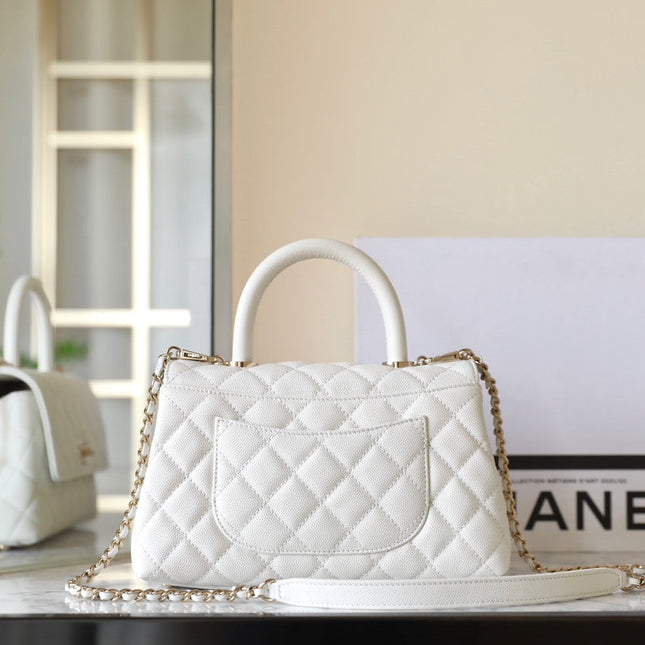 CHANEL 25S FLAP BAG 24 CM IN WHITE LAMBSKIN WITH GOLD HARDWARE