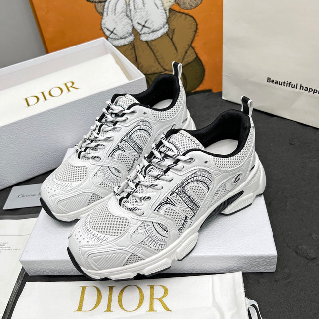 CD CHRONO SNEAKERS IN WHITE AND BLACK MESH