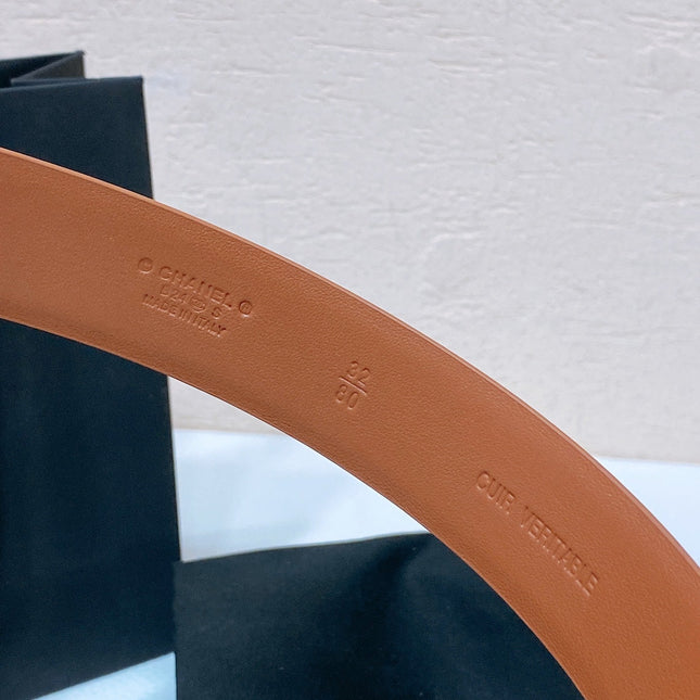 CC BELT 30 MM IN BRONZE BROWN CALFSKIN WITH COLORFUL RHINSTONES METAL LOGO