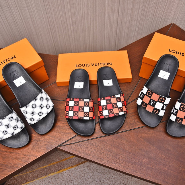LV MULE SANDAL BLACK MIX WHITE DAMIER MONOGRAM CALFSKIN