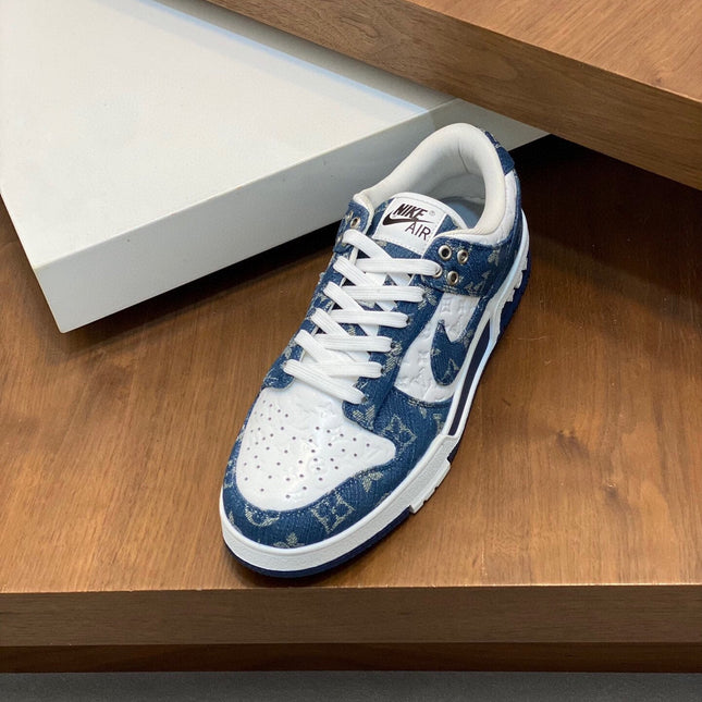 AIR TRAINER IN COBALT BLUE MIX WHITE CALFSKIN