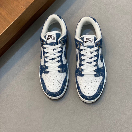 AIR TRAINER IN COBALT BLUE MIX WHITE CALFSKIN