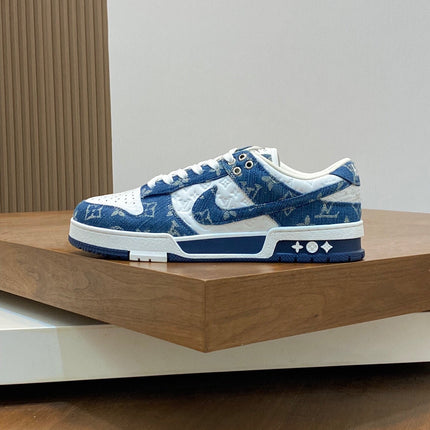 AIR TRAINER IN COBALT BLUE MIX WHITE CALFSKIN