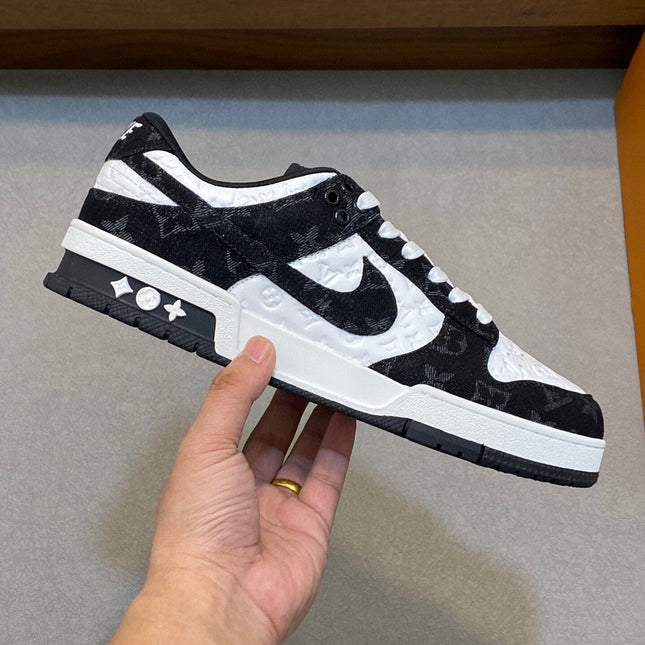 AIR TRAINER IN BLACK MIX WHITE CALFSKIN