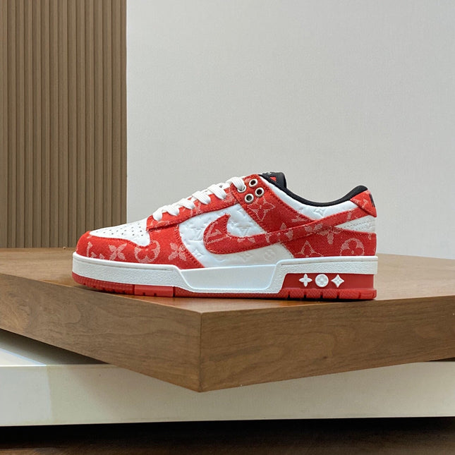 AIR TRAINER IN CRIMSON RED MIX WHITE CALFSKIN