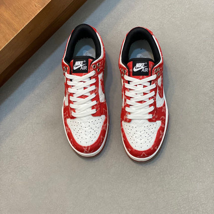 AIR TRAINER IN CRIMSON RED MIX WHITE CALFSKIN