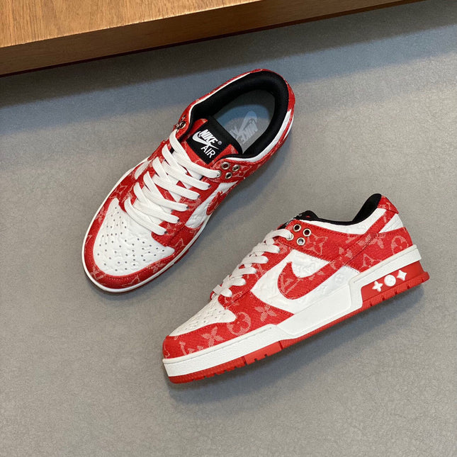 AIR TRAINER IN CRIMSON RED MIX WHITE CALFSKIN