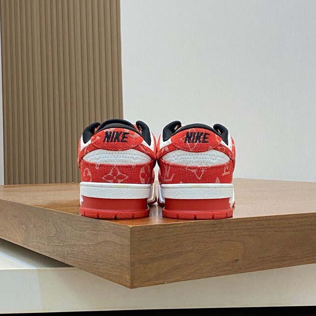 AIR TRAINER IN CRIMSON RED MIX WHITE CALFSKIN
