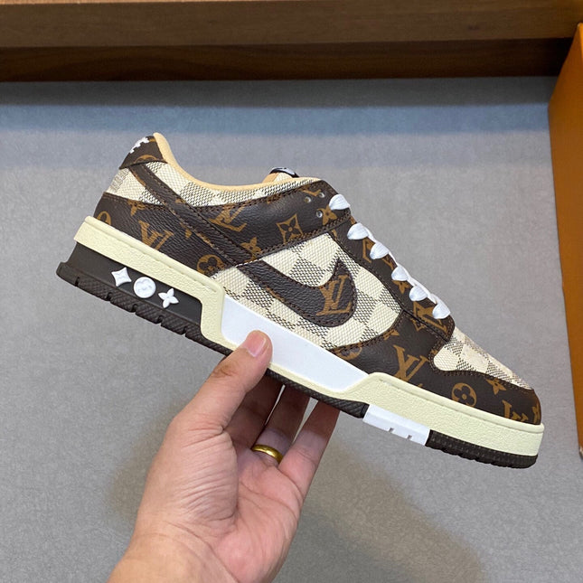AIR TRAINER IN BROWN DAMIER CALFSKIN