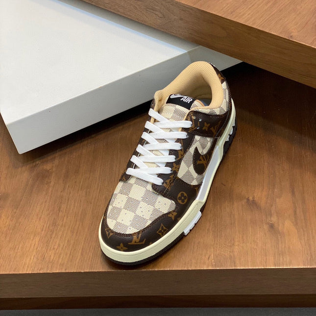 AIR TRAINER IN BROWN DAMIER CALFSKIN