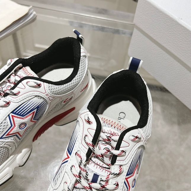 DIOR 25S CHRONO STAR FLATFORM SNEAKERS 45MM IN MESH WITH WHITE CALFSKIN