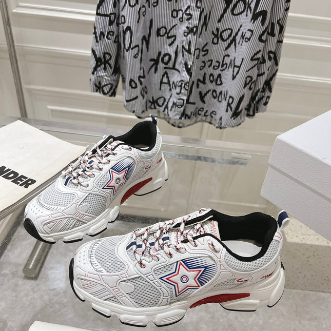 DIOR 25S CHRONO STAR FLATFORM SNEAKERS 45MM IN MESH WITH WHITE CALFSKIN