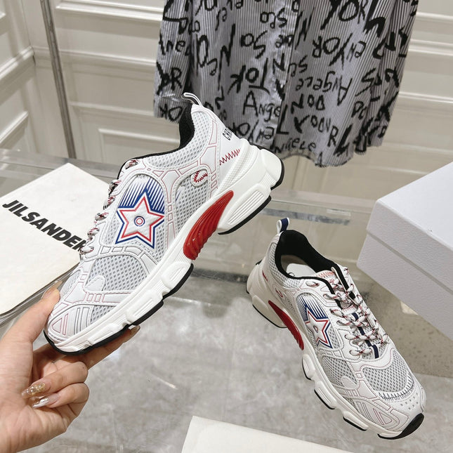 DIOR 25S CHRONO STAR FLATFORM SNEAKERS 45MM IN MESH WITH WHITE CALFSKIN