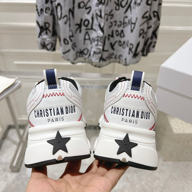 DIOR 25S CHRONO STAR FLATFORM SNEAKERS 45MM IN MESH WITH WHITE CALFSKIN