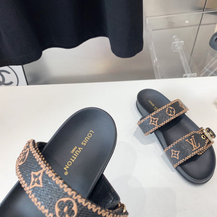 LV WOMEN SUNSET DAD SANDAL IN BLACK MONOGRAM FABRIC MULE