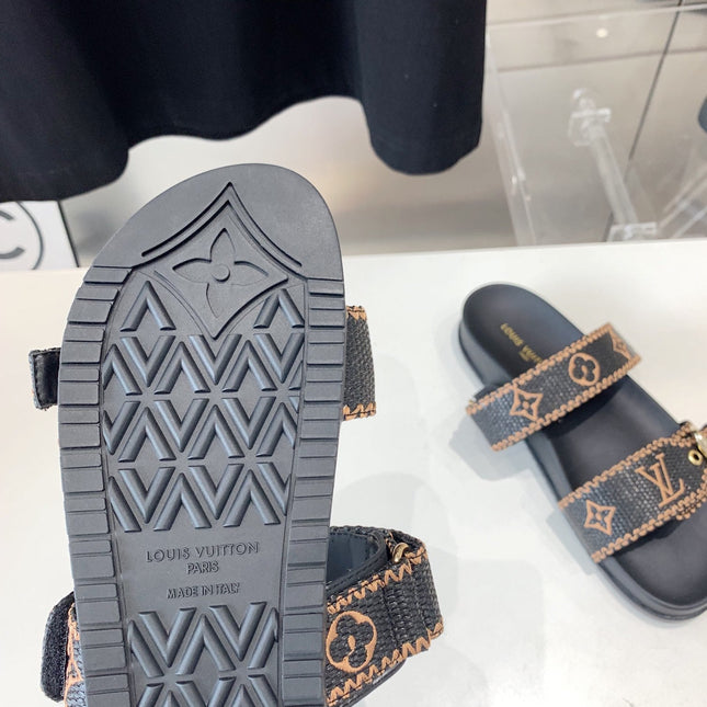 LV WOMEN SUNSET DAD SANDAL IN BLACK MONOGRAM FABRIC MULE