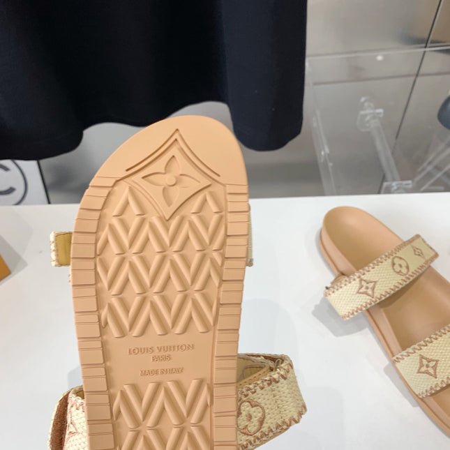 LV WOMEN SUNSET DAD SANDAL IN BEIGE MONOGRAM FABRIC MULE