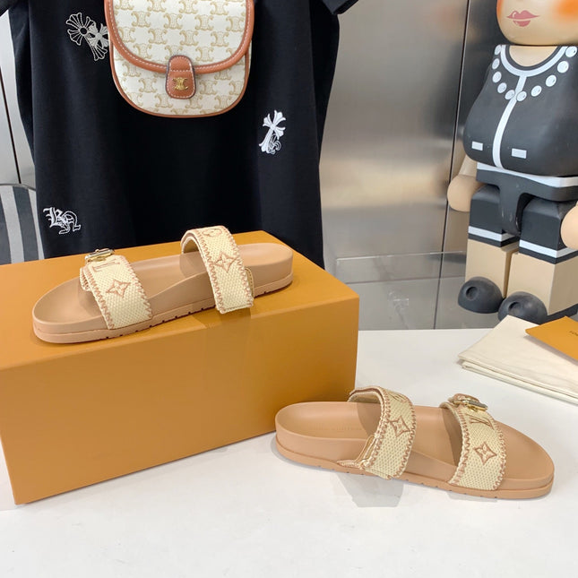 LV WOMEN SUNSET DAD SANDAL IN BEIGE MONOGRAM FABRIC MULE