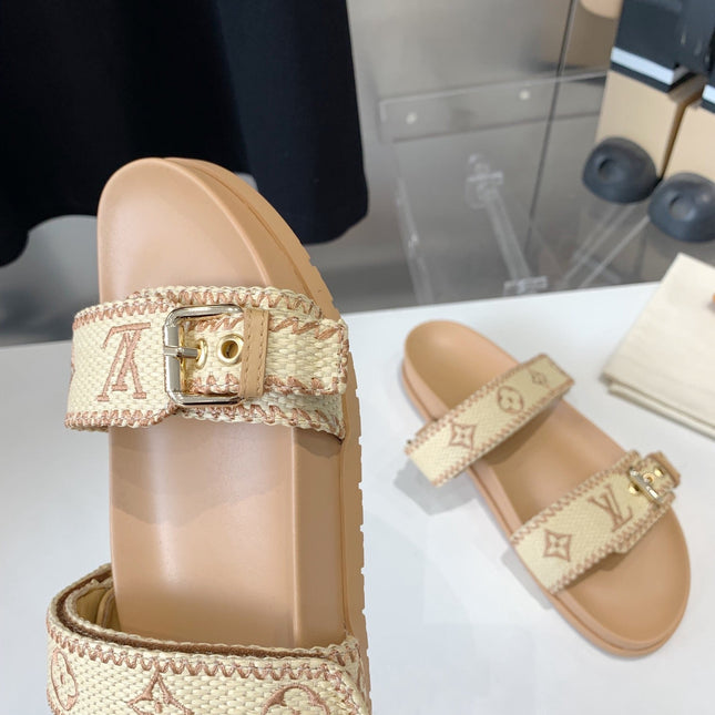 LV WOMEN SUNSET DAD SANDAL IN BEIGE MONOGRAM FABRIC MULE