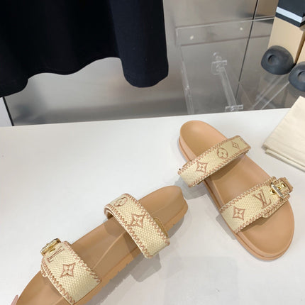 LV WOMEN SUNSET DAD SANDAL IN BEIGE MONOGRAM FABRIC MULE