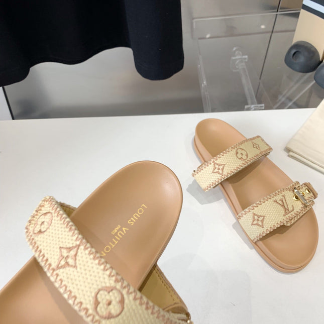 LV WOMEN SUNSET DAD SANDAL IN BEIGE MONOGRAM FABRIC MULE