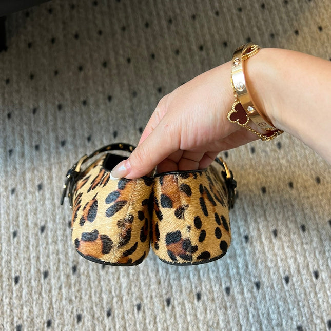 ALAIA MARY JANE SHOES IN LEOPARD ZP CUSTOM STRAW AND DENIM